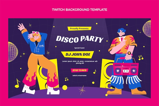 Bezpłatny wektor ręcznie rysowane płaski szablon disco party