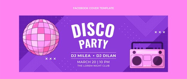 Ręcznie rysowane płaski szablon disco party