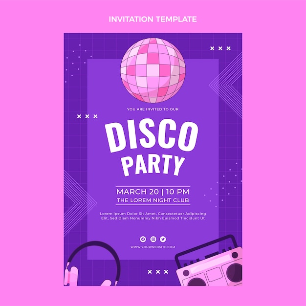 Bezpłatny wektor ręcznie rysowane płaski szablon disco party