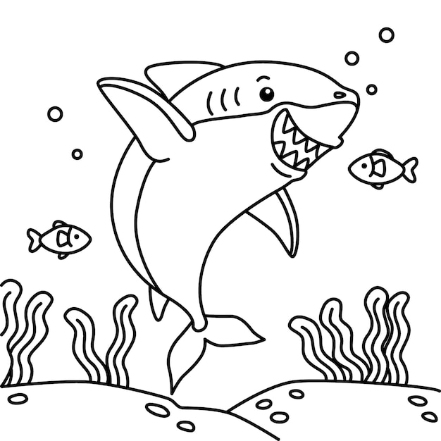 Bezpłatny wektor ręcznie rysowane płaski zarys rekina