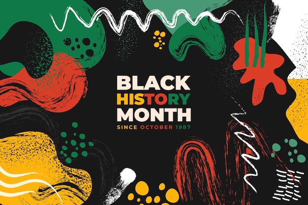 Ręcznie rysowane płaskie czarne tło miesiąca historii