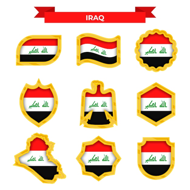Ręcznie Rysowane Płaskie Emblematy Narodowe Iraku