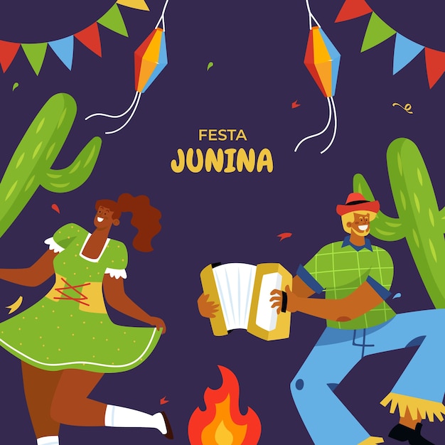 Bezpłatny wektor ręcznie rysowane płaskie festas juninas ilustracja