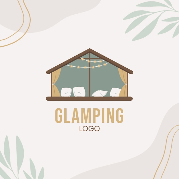 Ręcznie Rysowane Płaskie Logo Glampingu