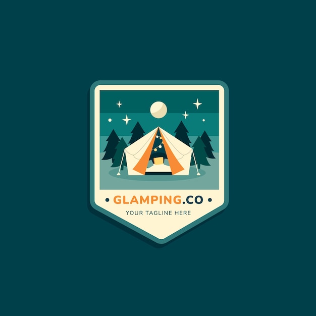 Ręcznie Rysowane Płaskie Logo Glampingu