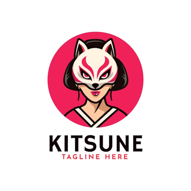 Ręcznie Rysowane Płaskie Logo Kitsune