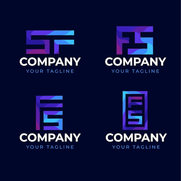 Ręcznie rysowane płaskie logo sf lub fs