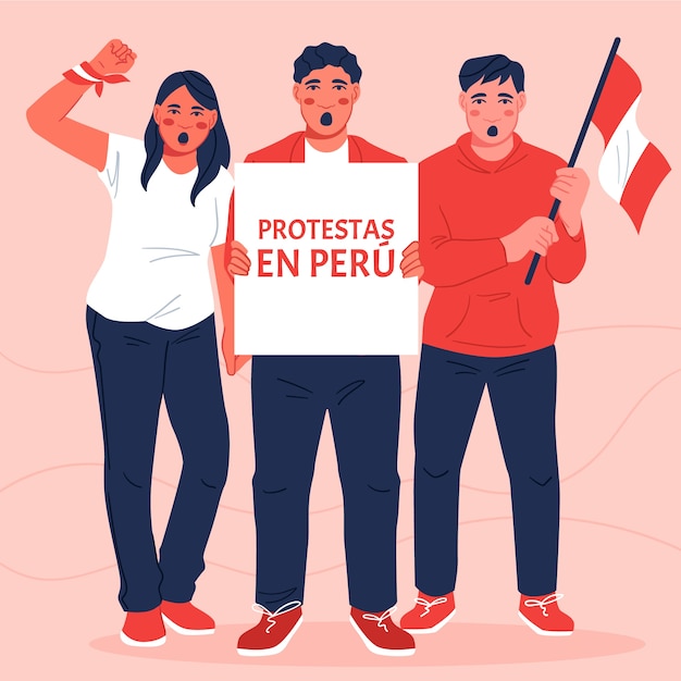 Ręcznie rysowane płaskie protesty peru ilustracja