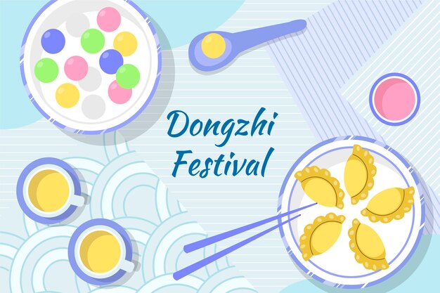 Ręcznie rysowane płaskie tło festiwalu dongzhi