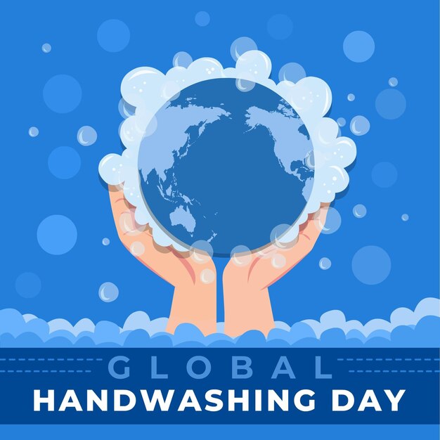 Ręcznie Rysowane Płaskie Tło Globalnego Dnia Mycia Rąk