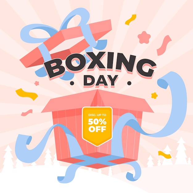 Ręcznie rysowane płaskie tło sprzedaży boxing day