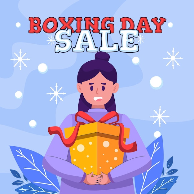 Ręcznie Rysowane Płaskie Tło Sprzedaży Boxing Day