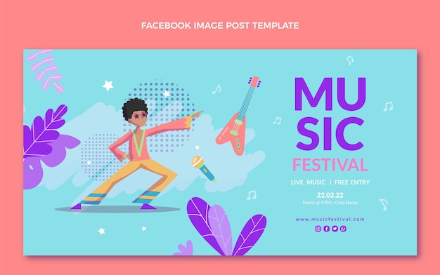 Ręcznie Rysowane Post Festiwalu Muzycznego Na Facebooku