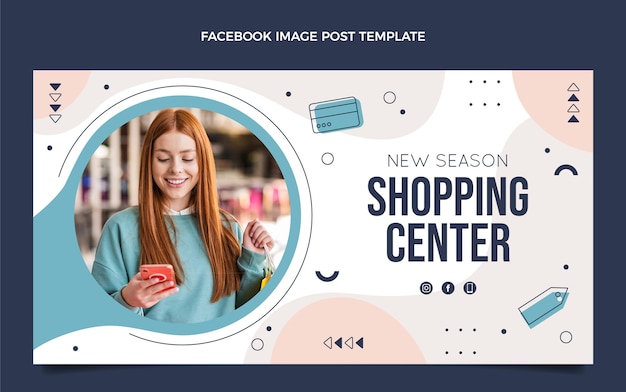 Ręcznie rysowane post na facebooku centrum handlowego