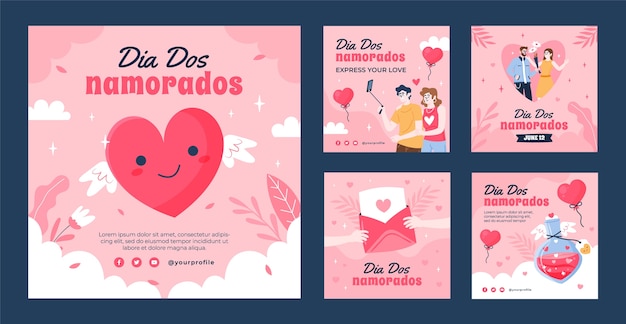 Ręcznie Rysowane Post Na Instagramie Dia Dos Namorados