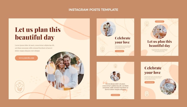 Ręcznie rysowane post na instagramie do planowania ślubu