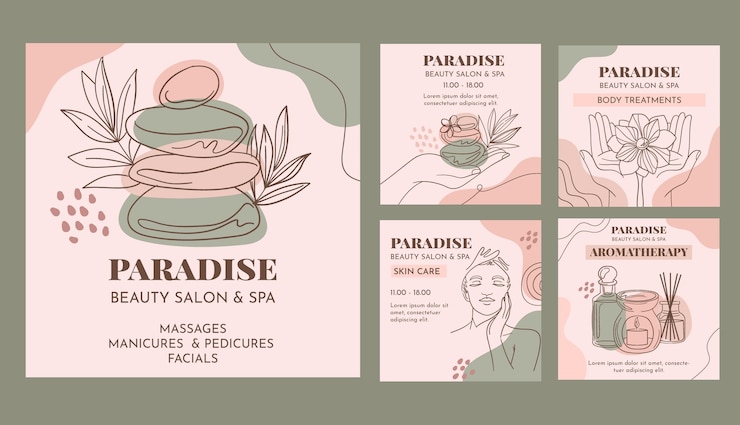 Bezpłatny plik Wektor ręcznie rysowane post na instagramie spa
