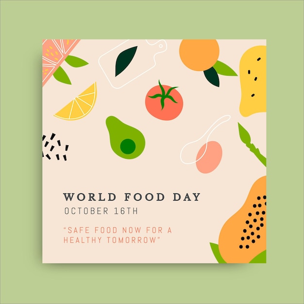 Ręcznie Rysowane Post Na Instagramie światowego Dnia żywności