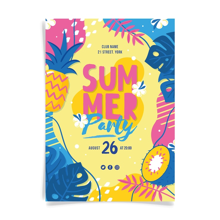 Bezpłatny plik Wektor ręcznie rysowane projekt lato party plakat