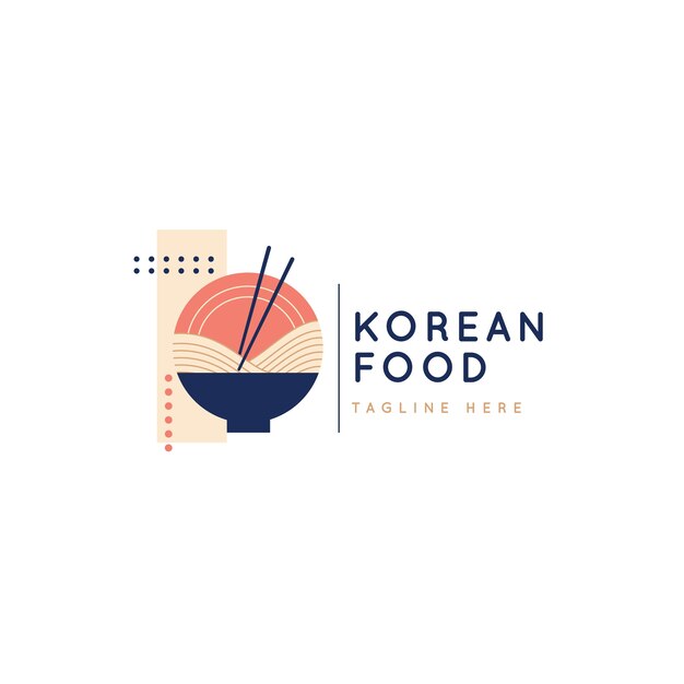 Ręcznie rysowane projekt logo koreańskiej żywności