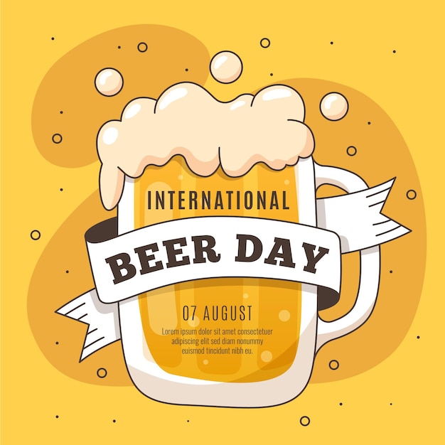 Ręcznie Rysowane Projekt Międzynarodowego Dnia Piwa