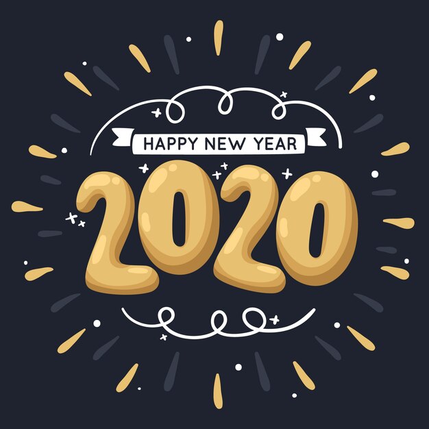Ręcznie rysowane projekt nowego roku 2020