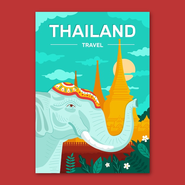 Bezpłatny wektor ręcznie rysowane projekt plakatu tajlandia