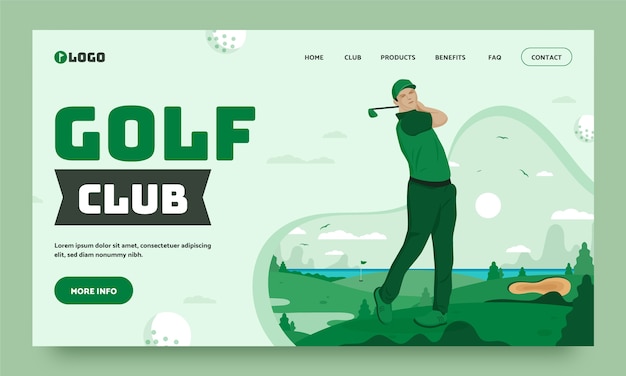 Ręcznie Rysowane Projekt Szablonu Klubu Golfowego