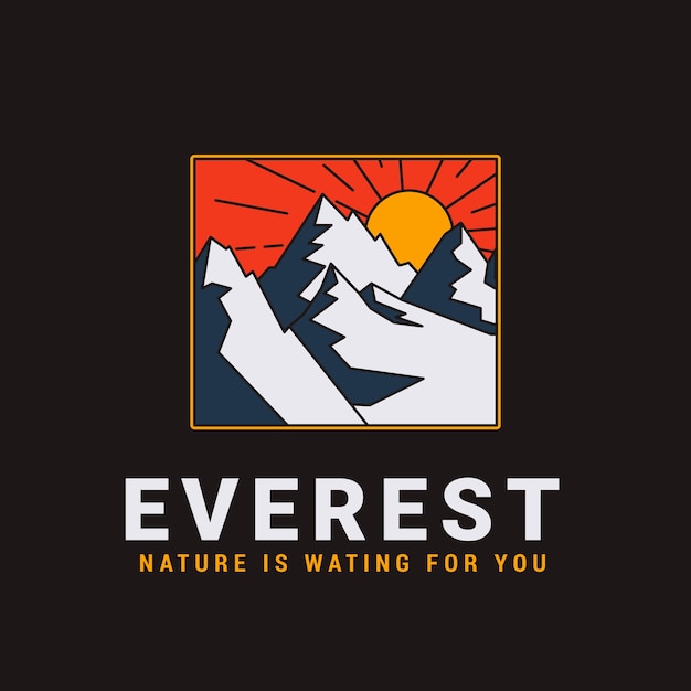 Bezpłatny wektor ręcznie rysowane projektowanie logo everest
