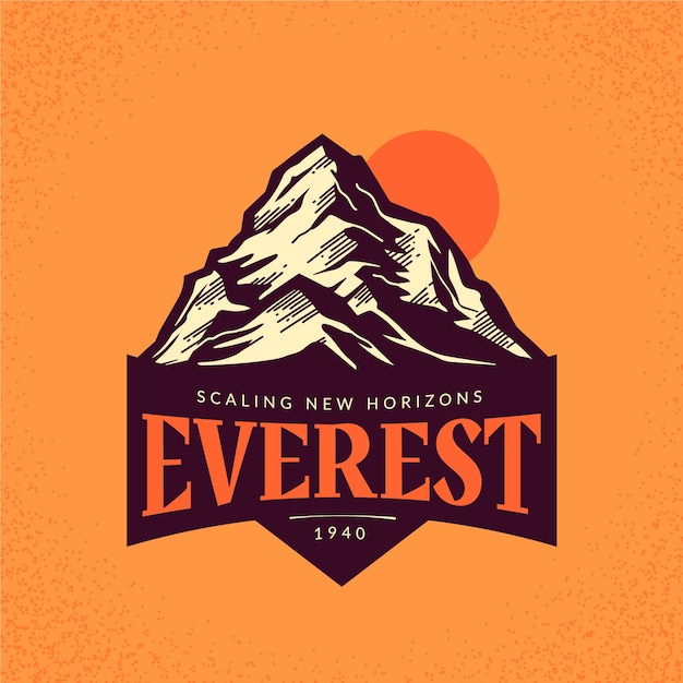 Bezpłatny wektor ręcznie rysowane projektowanie logo everest