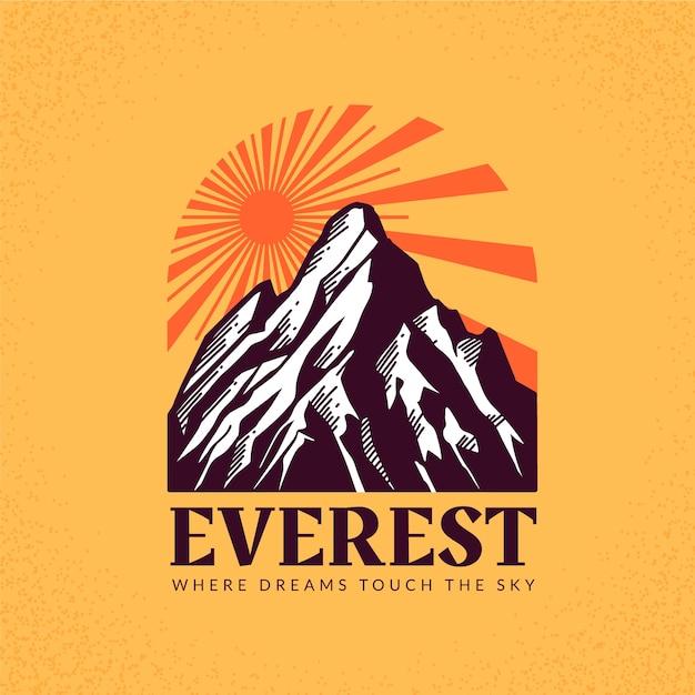 Bezpłatny wektor ręcznie rysowane projektowanie logo everest