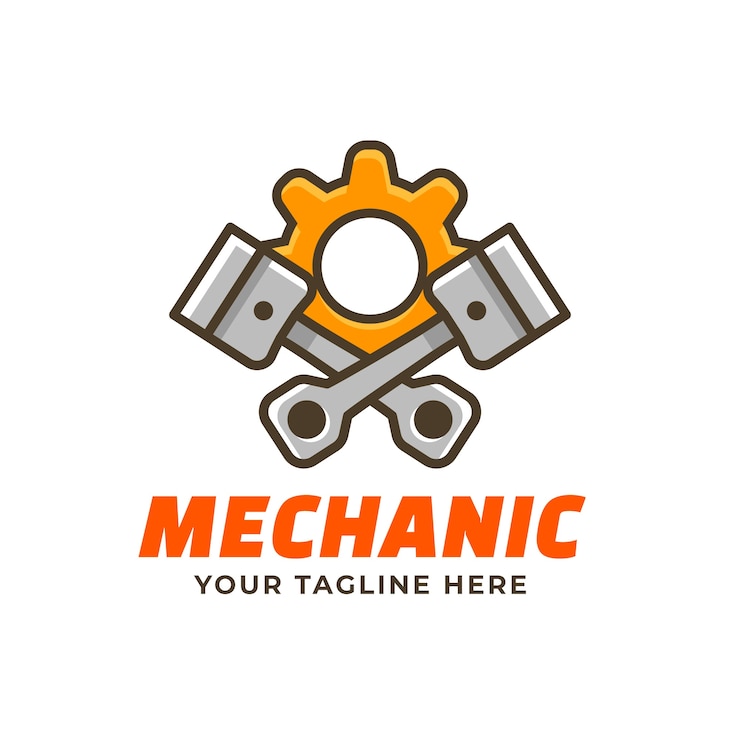 Bezpłatny plik Wektor ręcznie rysowane projektowanie logo inżynierii mechanicznej
