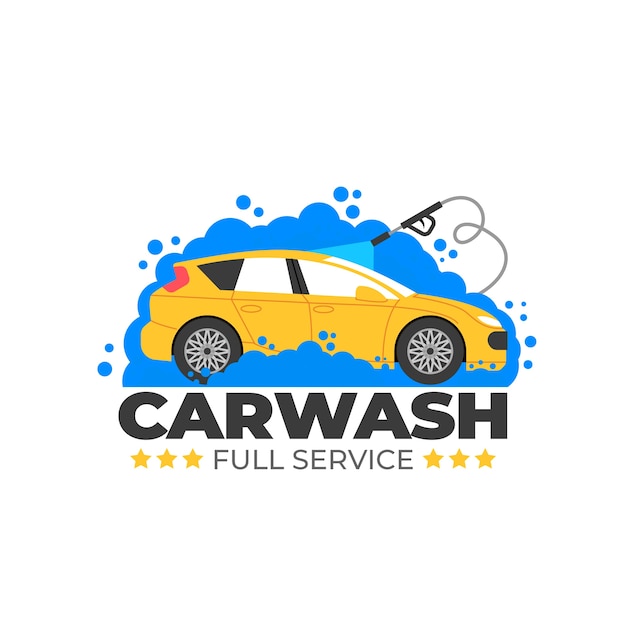 Bezpłatny wektor ręcznie rysowane projektowanie logo myjni samochodowej