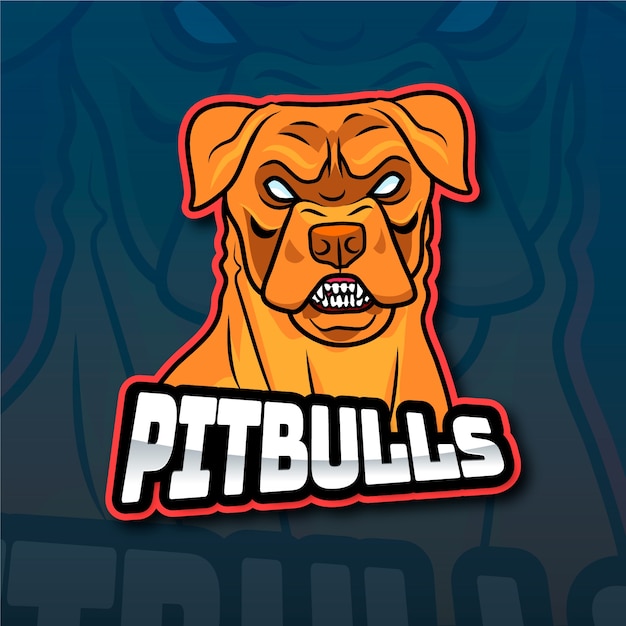 Bezpłatny wektor ręcznie rysowane projektowanie logo pitbulla