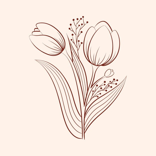 Ręcznie rysowane prosty zarys kwiatu