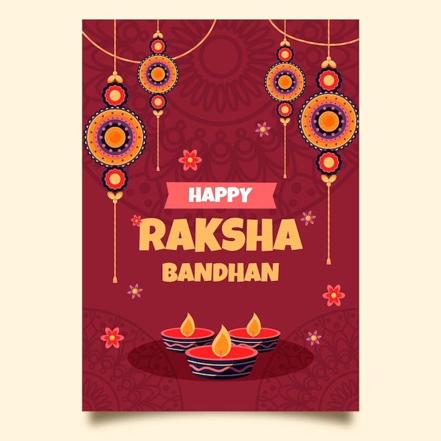 Bezpłatny wektor ręcznie rysowane raksha bandhan kartkę z życzeniami