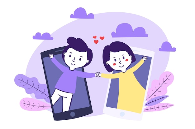 Bezpłatny wektor ręcznie rysowane randki aplikacji ilustracja koncepcja