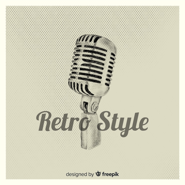 Bezpłatny plik Wektor ręcznie rysowane realistyczny mikrofon retro