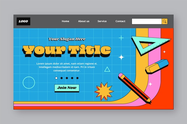 Ręcznie rysowane retro projekt strony docelowej