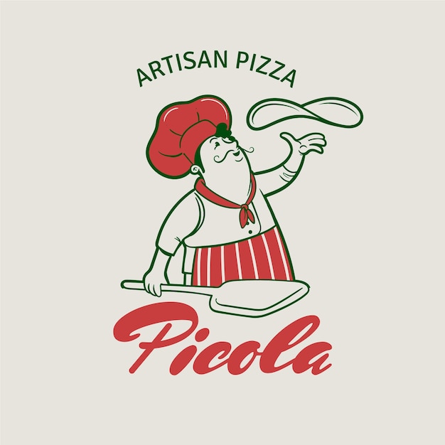 Bezpłatny wektor ręcznie rysowane rocznika logo pizzerii