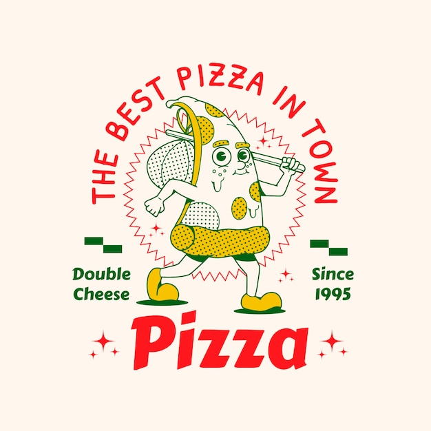 Bezpłatny wektor ręcznie rysowane rocznika logo pizzerii