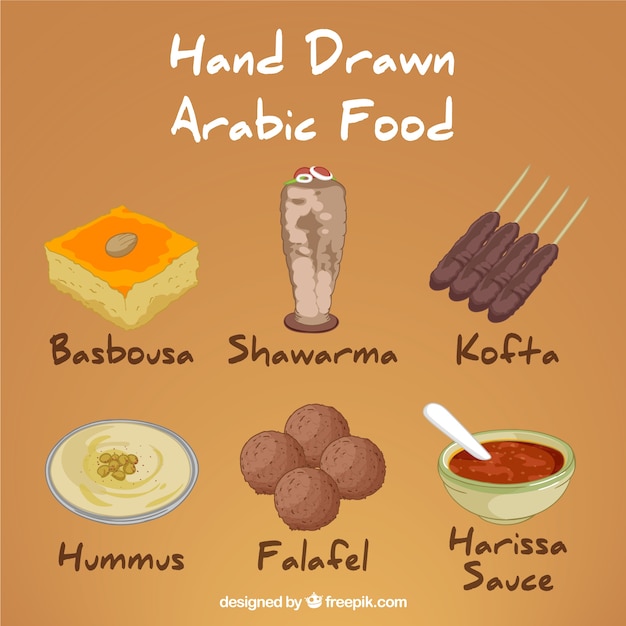 Ręcznie Rysowane Różnorodność Arabskimi Menu