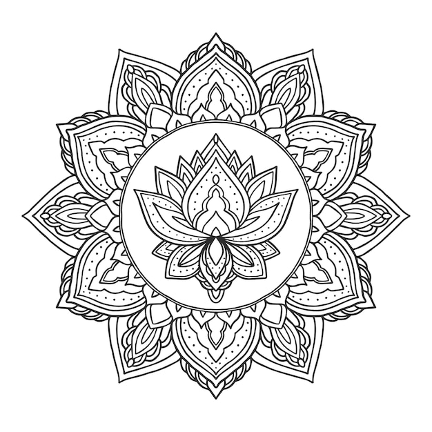 Ręcznie rysowane rysunek kwiat lotosu mandali