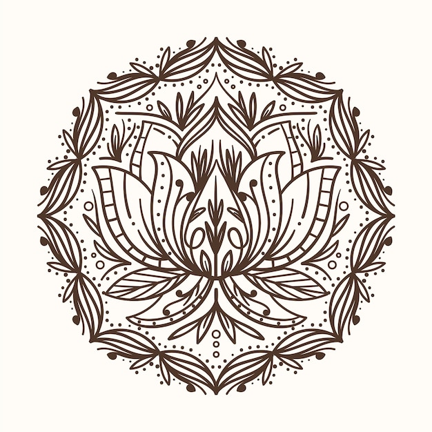 Ręcznie rysowane rysunek kwiat lotosu mandali