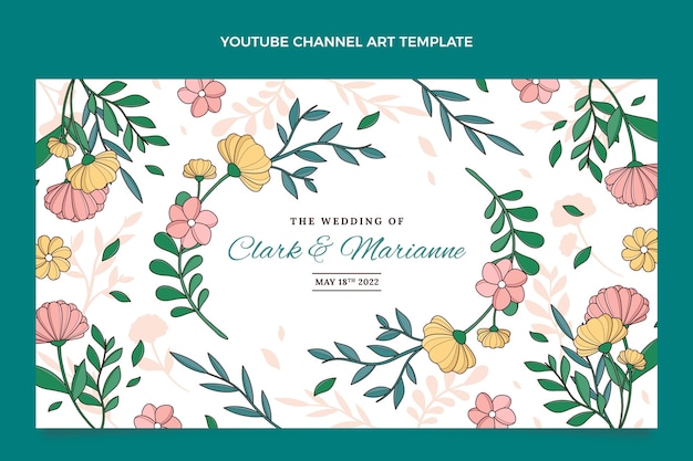 Bezpłatny wektor ręcznie rysowane ślubna sztuka kanału youtube
