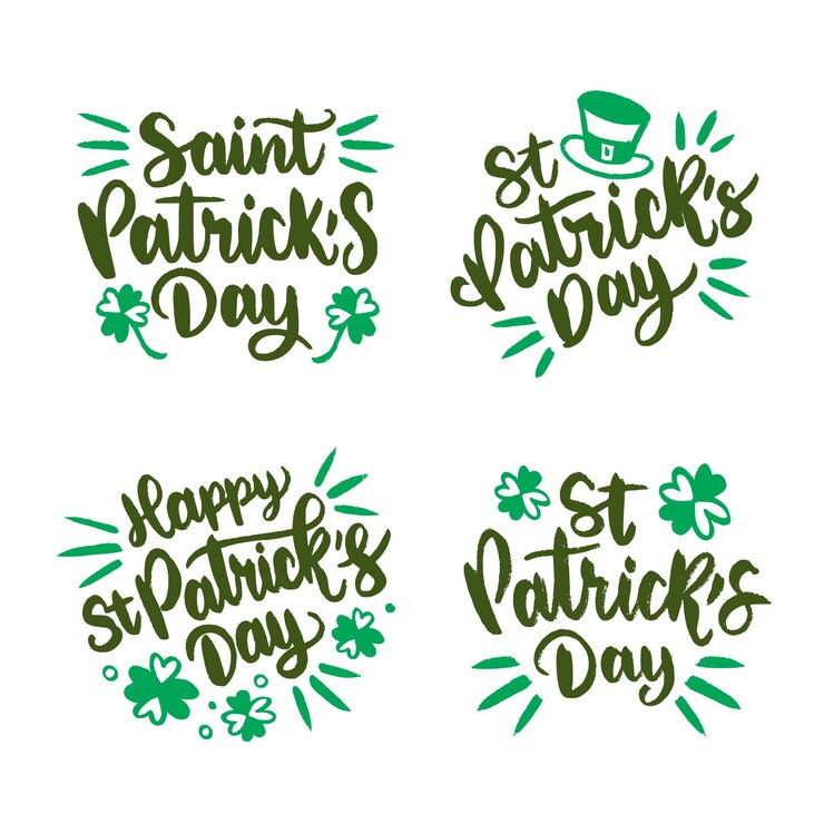 Bezpłatny plik Wektor ręcznie rysowane st. motyw kolekcji etykiet patricks day