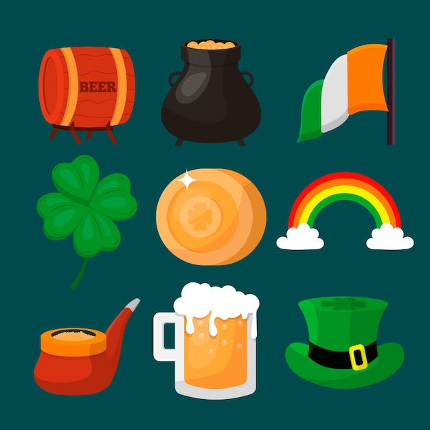 Bezpłatny wektor ręcznie rysowane st patricks day element kolekcji