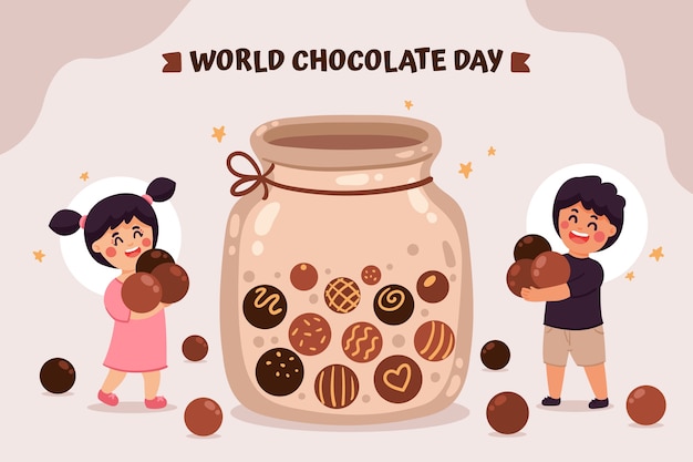 Bezpłatny wektor ręcznie rysowane światowy dzień czekolady w tle