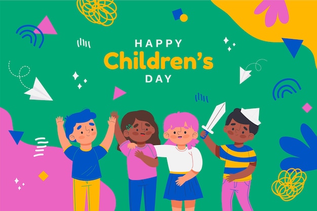 Bezpłatny wektor ręcznie rysowane światowy dzień dziecka w tle