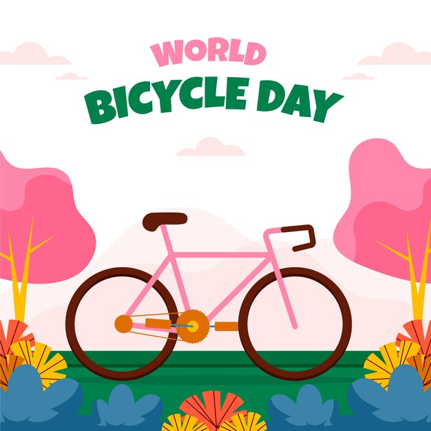 Ręcznie rysowane światowy dzień rowerowy w tle